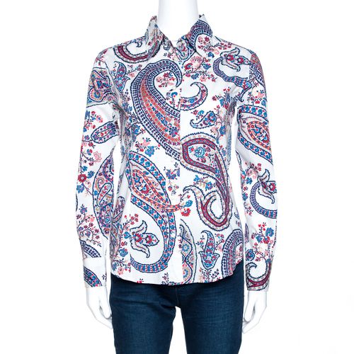 Etro White Floral Paisley Print Stretch Cotton Shirt S - Etro - Modalova