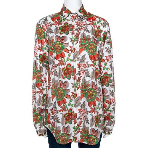 Etro White & Red Floral Printed Stretch Cotton Button Front Shirt M - Etro - Modalova