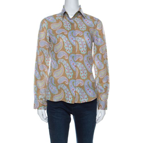 Etro Multicolor Paisley Print Linen Long Sleeve Button Front Shirt S - Etro - Modalova