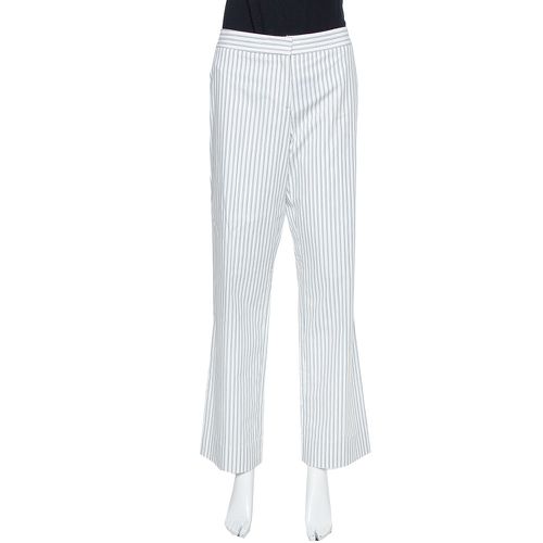 Etro White Pinstriped Cotton Straight Leg Pants L - Etro - Modalova