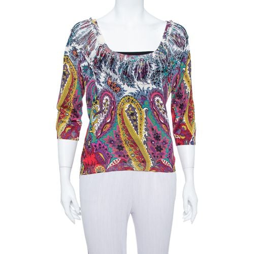 Etro Multicolor Paisley Printed Silk Knit Top L - Etro - Modalova