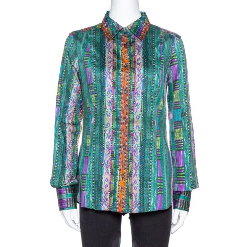 Etro Green Printed Stretch Cotton Long Sleeve Shirt L - Etro - Modalova