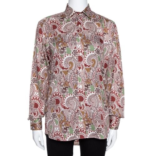 Etro Taupe Floral Paisley Print Cotton Long Sleeve Shirt S - Etro - Modalova