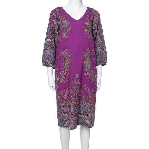 Etro Purple Floral Print Wool Shift Dress M - Etro - Modalova