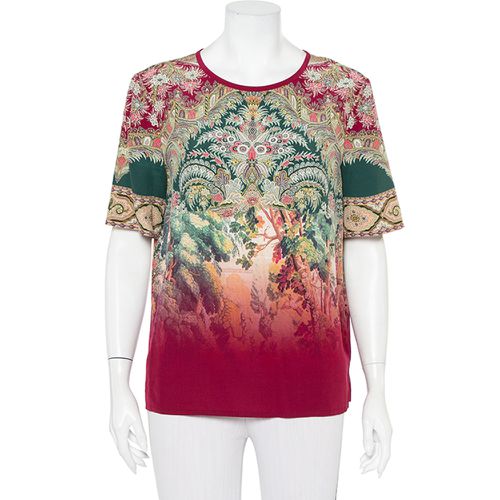 Etro Multicolor Paisley Printed Silk Ombre Effect Short Sleeve Top M - Etro - Modalova