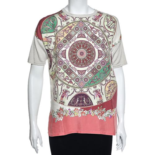 Etro Multicolored Printed Silk & Cotton Knit Short Sleeve T-Shirt S - Etro - Modalova