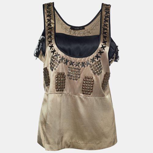 Etro Beige Satin Embellished Sleeveless Top M - Etro - Modalova