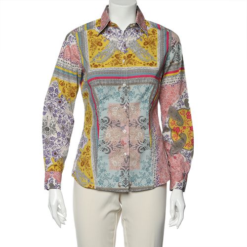 Etro Multicolor Floral Printed Cotton Button Front Shirt M - Etro - Modalova