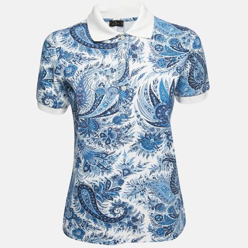 Etro Blue Paisley Printed Cotton Pique Polo T-Shirt S - Etro - Modalova