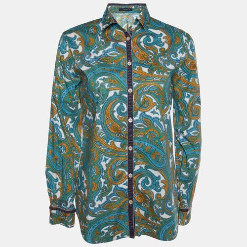 Etro Blue Paisley Printed Cotton & Velvet Trim Shirt M - Etro - Modalova