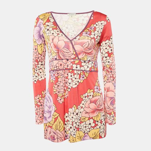 Etro Pink Floral Print Knit Long Sleeve Tunic Top M - Etro - Modalova