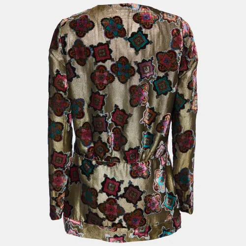 Etro Gold Devore Button Front Top M - Etro - Modalova
