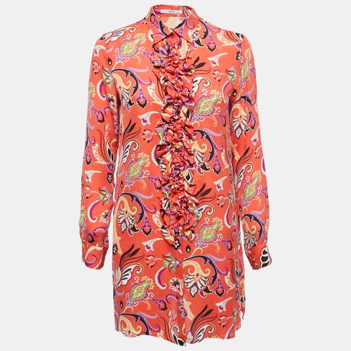 Etro Multicolor Printed Silk Ruffled Button Front Shirt Blouse M - Etro - Modalova