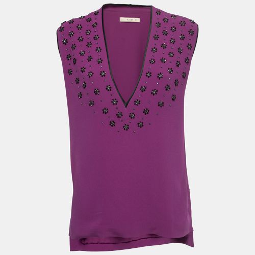 Etro Purple Crepe Beads Embellished V-Neck Sleeveless Blouse M - Etro - Modalova