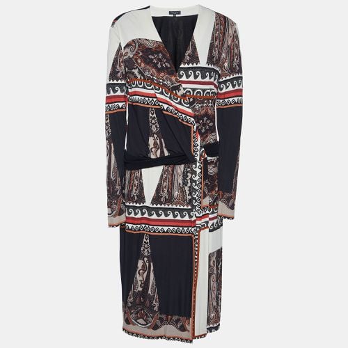 Etro Black Paisley Print Jersey Faux Wrap Midi Dress L - Etro - Modalova