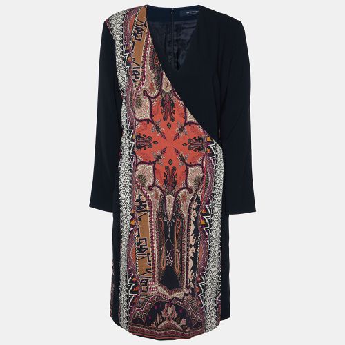 Etro Black Wool Paisley Print Overlay Knee-Length Dress L - Etro - Modalova