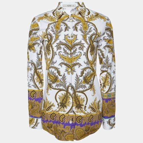 Etro White/Yellow Paisley Print Cotton Button Front Shirt S - Etro - Modalova