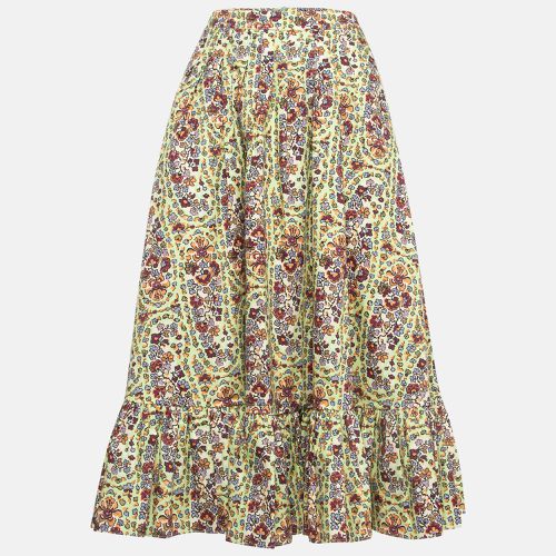 Etro Multicolor Floral Printed Cotton Flounce Midi Skirt S - Etro - Modalova