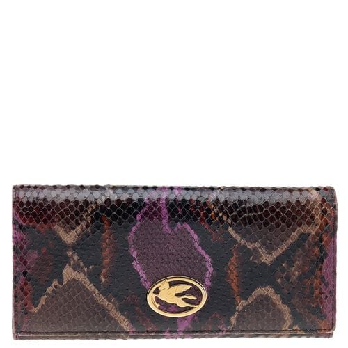 Etro Multicolor Python Effect Leather Flap Continental Wallet - Etro - Modalova