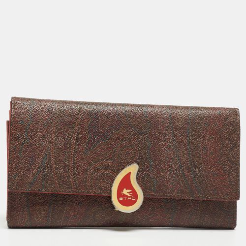 Etro Brown Paisley Print Coated Canvas Trifold Continental Wallet - Etro - Modalova