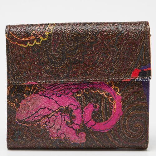 Etro Multicolor Paisley Printed Coated Canvas Compact Wallet - Etro - Modalova