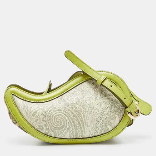 Grey Paisley Coated Canvas and Python Embossed Crossbody Bag - Etro - Modalova