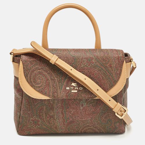 Etro Brown Paisley Coated Canvas Top Handle Bag - Etro - Modalova