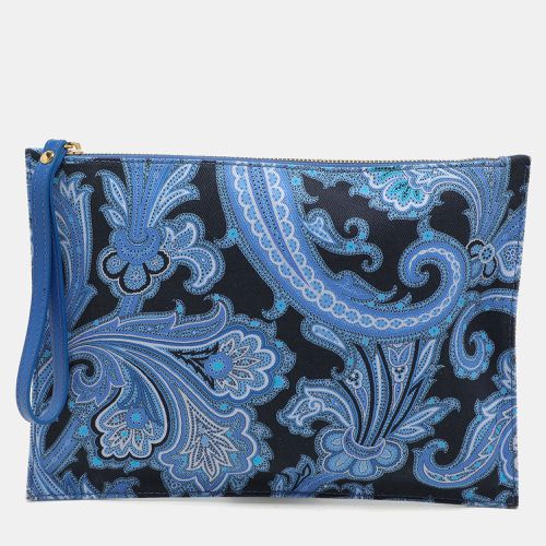 Etro Multicolor Blue Paisley Print Canvas Wristlet Pouch - Etro - Modalova