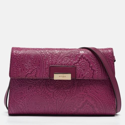 Etro Magenta Paisley Embossed Leather Shoulder Bag - Etro - Modalova