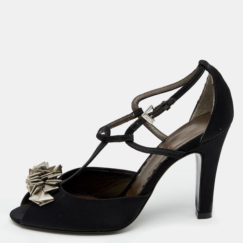 Etro Black Satin Embellished T Strap Sandals Size 36 - Etro - Modalova