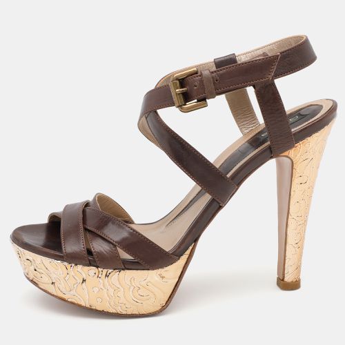 Etro Brown Leather Platform Ankle Strap Sandals Size 38 - Etro - Modalova