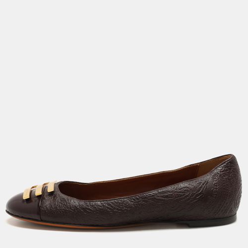 Etro Brown Embossed Leather Embellished Cap Toe Ballet Flats Size 40 - Etro - Modalova