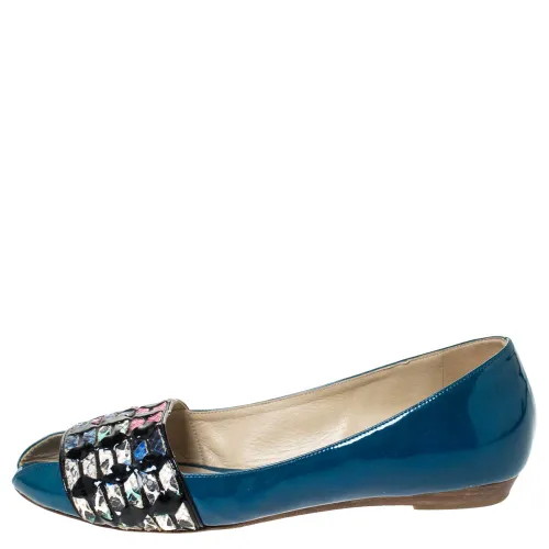 Patent And Multicolor Embossed Python Trim Ballet Flats Size 37 - Etro - Modalova