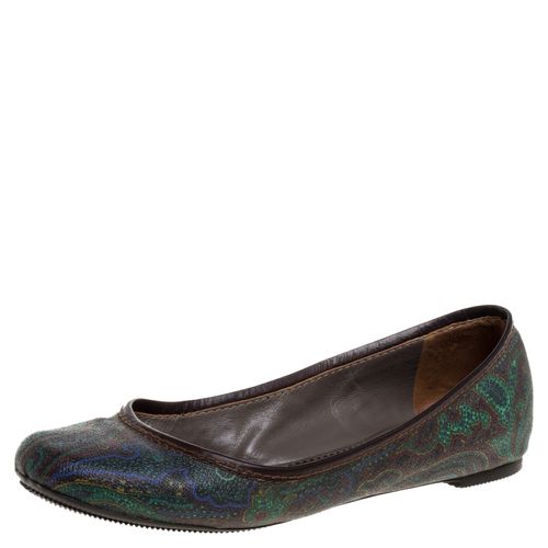 Etro Paisley Multicolor Printed Coated Canvas And Leather Trim Ballet Flats Size 38 - Etro - Modalova