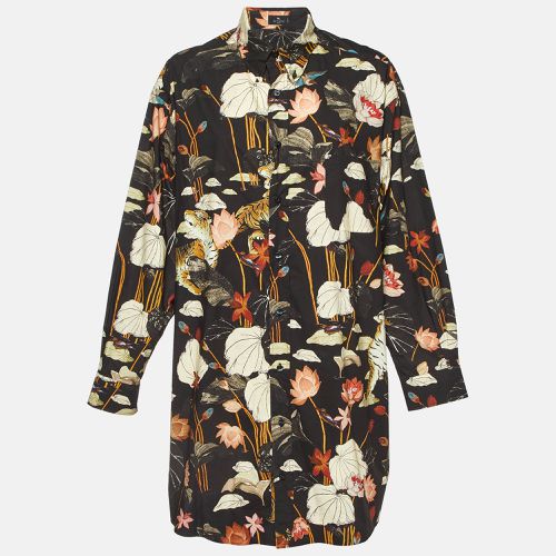 Etro Black Tiger & Water Lily Print Cotton Shirt Dress XL - Etro - Modalova