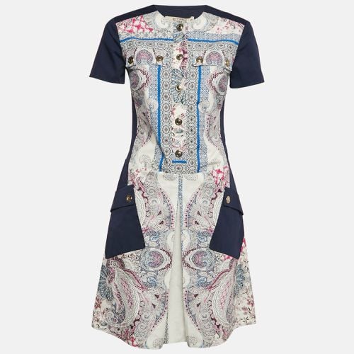 Etro Navy Blue Printed Cotton Button Front Mini Dress S - Etro - Modalova