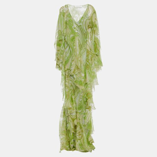 Etro Green Printed Silk Ruffled Maxi Dress S (IT 42) - Etro - Modalova