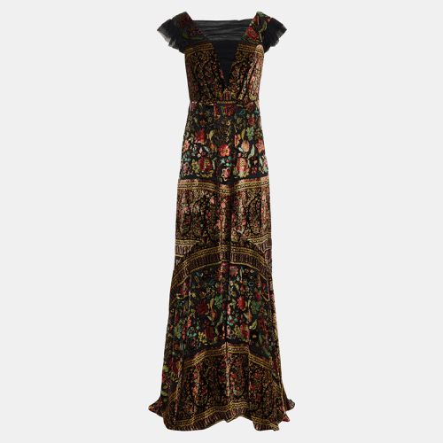 Etro Black Floral Print Velvet & Tulle Maxi Dress L (IT 44) - Etro - Modalova