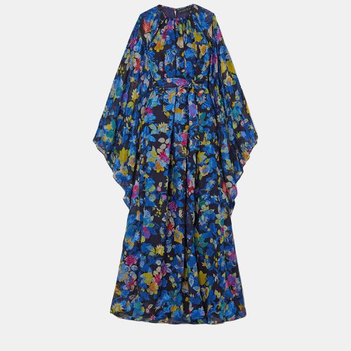 Etro Midnight Blue Floral Print Lurex & Silk Maxi Dress S (IT 40) - Etro - Modalova