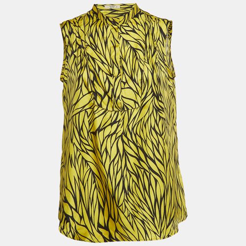 Etro Yellow Leaf Printed Silk Sleeveless Top M - Etro - Modalova