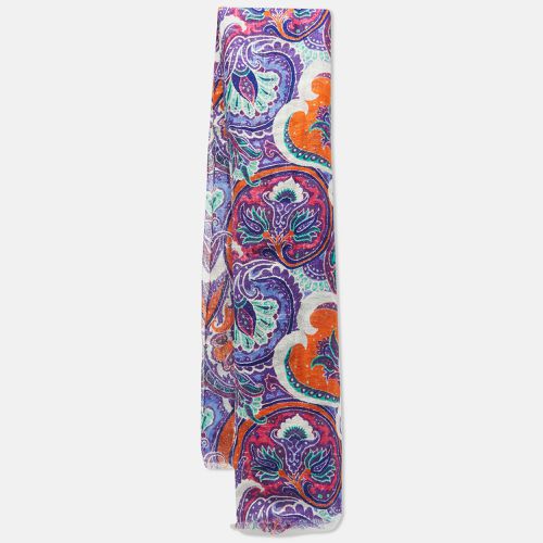 Etro Purple Paisley Print Linen Scarf - Etro - Modalova