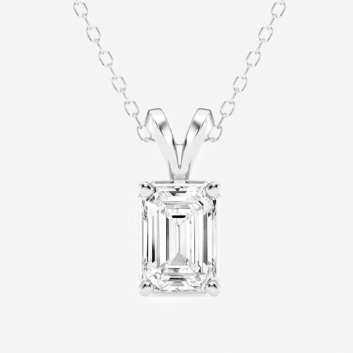 K Gold Emerald Lab Grown Diamond Solitaire Pendant (1 1/2 ctw) - Evolve - Modalova