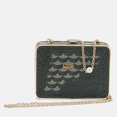 Coated Canvas and Croc Embossed Leather Chain Clutch - Faure Le Page - Modalova