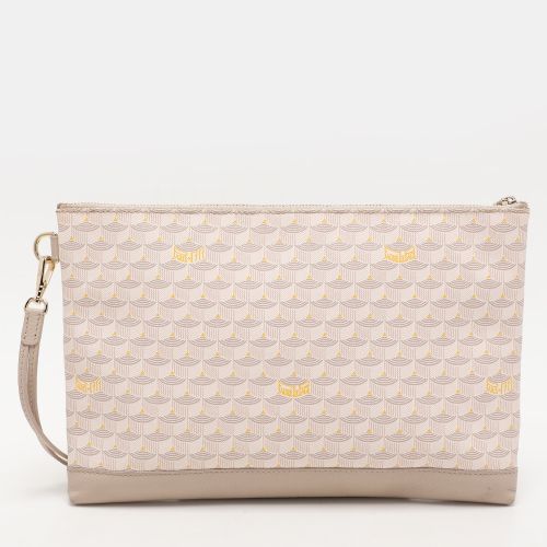 Faure Le Page Beige/Grey Coated Canvas and Leather Wristlet Pouch - Faure Le Page - Modalova