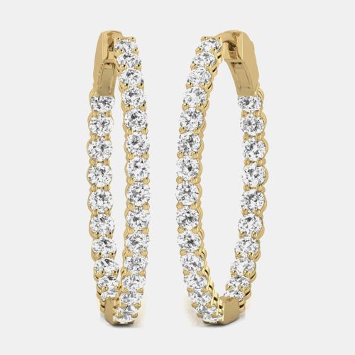 K Yellow Gold Lab Grown Diamond Inside Out Hoop Earrings (3.00 Ct) - Fara - Modalova