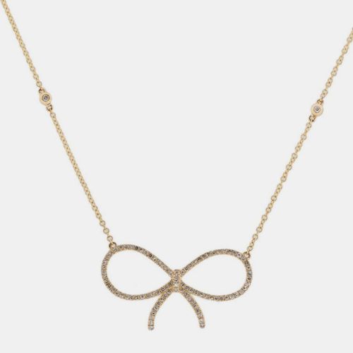 K Yellow Gold Lab Grown Diamond Bow Necklace - Fara - Modalova
