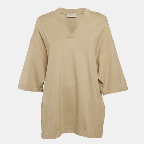 Fear of God Dark Beige Knit V-Neck Oversized T-Shirt XS - Fear of God - Modalova