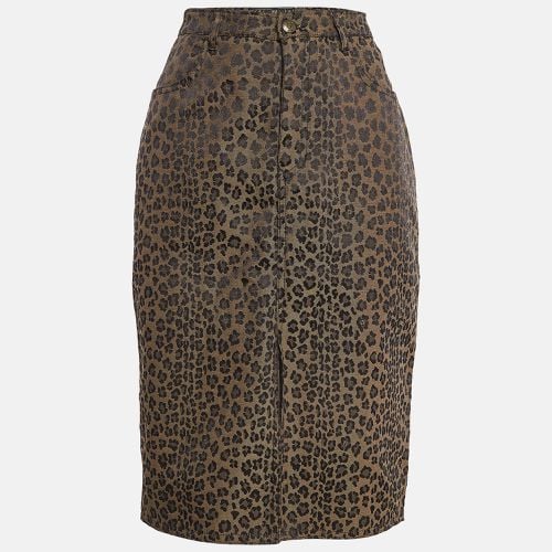 Vintage Leopard Patterned Jacquard Midi Skirt L - Fendi Jeans - Modalova