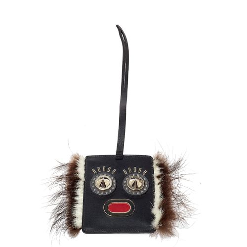 Fendi Black Leather Studded Monster Luggage Charm - Fendi - Modalova