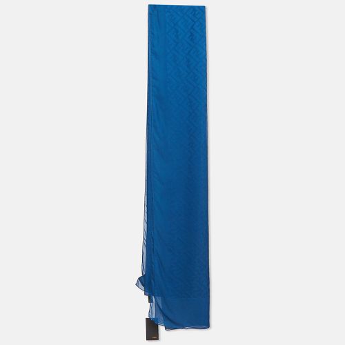 Fendi Blue Zucca Jacquard Crepe Silk Stole - Fendi - Modalova